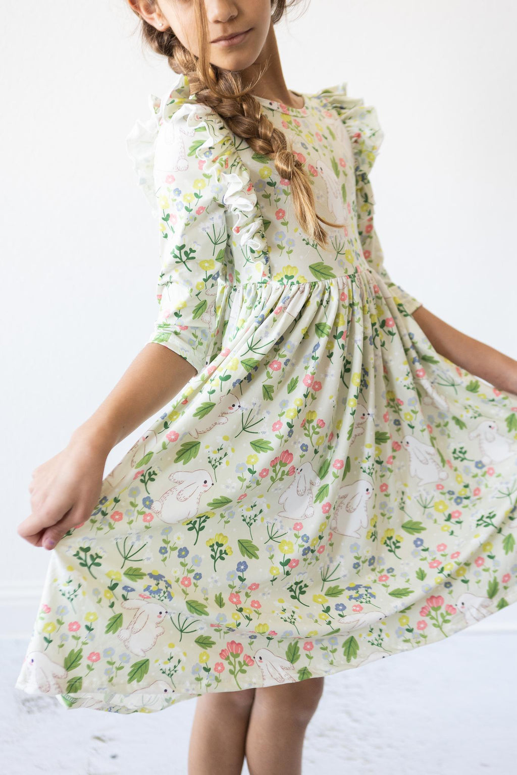 Mila & Rose ® No Bunny Like You 3/4 Sleeve Ruffle Twirl Dress — main product shot