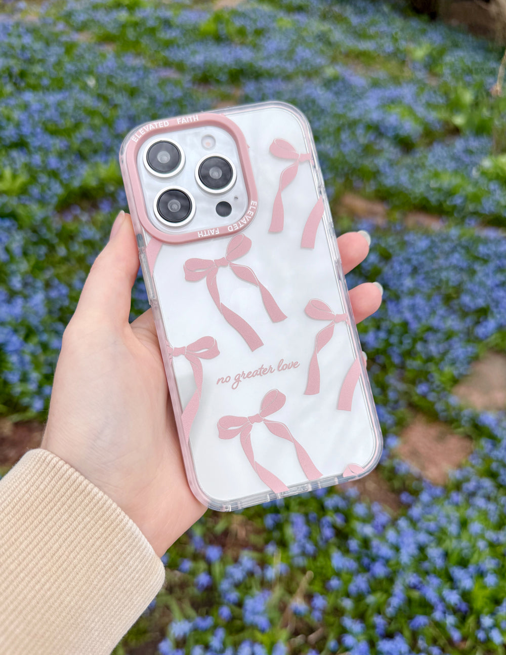 Elevated Faith No Greater Love Phone Case — detail close-up
