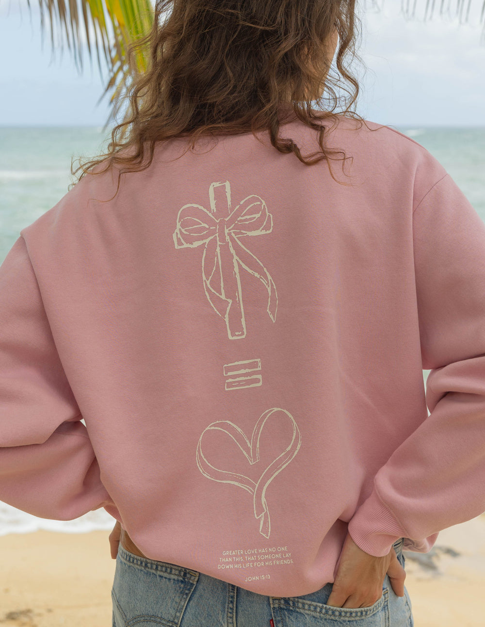 Elevated Faith No Greater Love Unisex Crewneck — construction detail