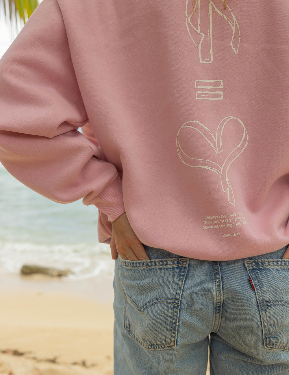 Elevated Faith No Greater Love Unisex Crewneck — lifestyle worn / used context