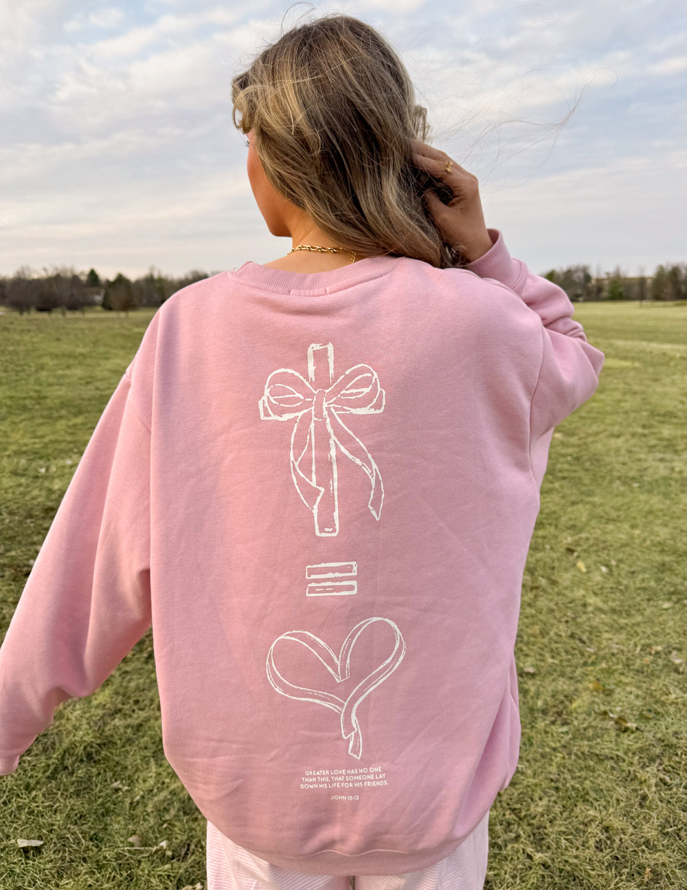 Elevated Faith No Greater Love Unisex Crewneck — fabric or material detail