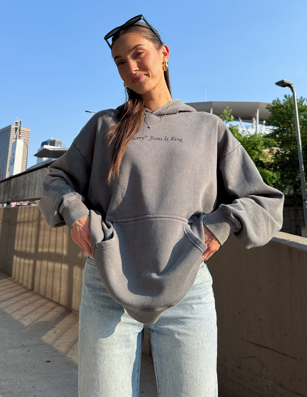 Elevated Faith Not Sorry Jesus Is King Unisex Hoodie — construction detail