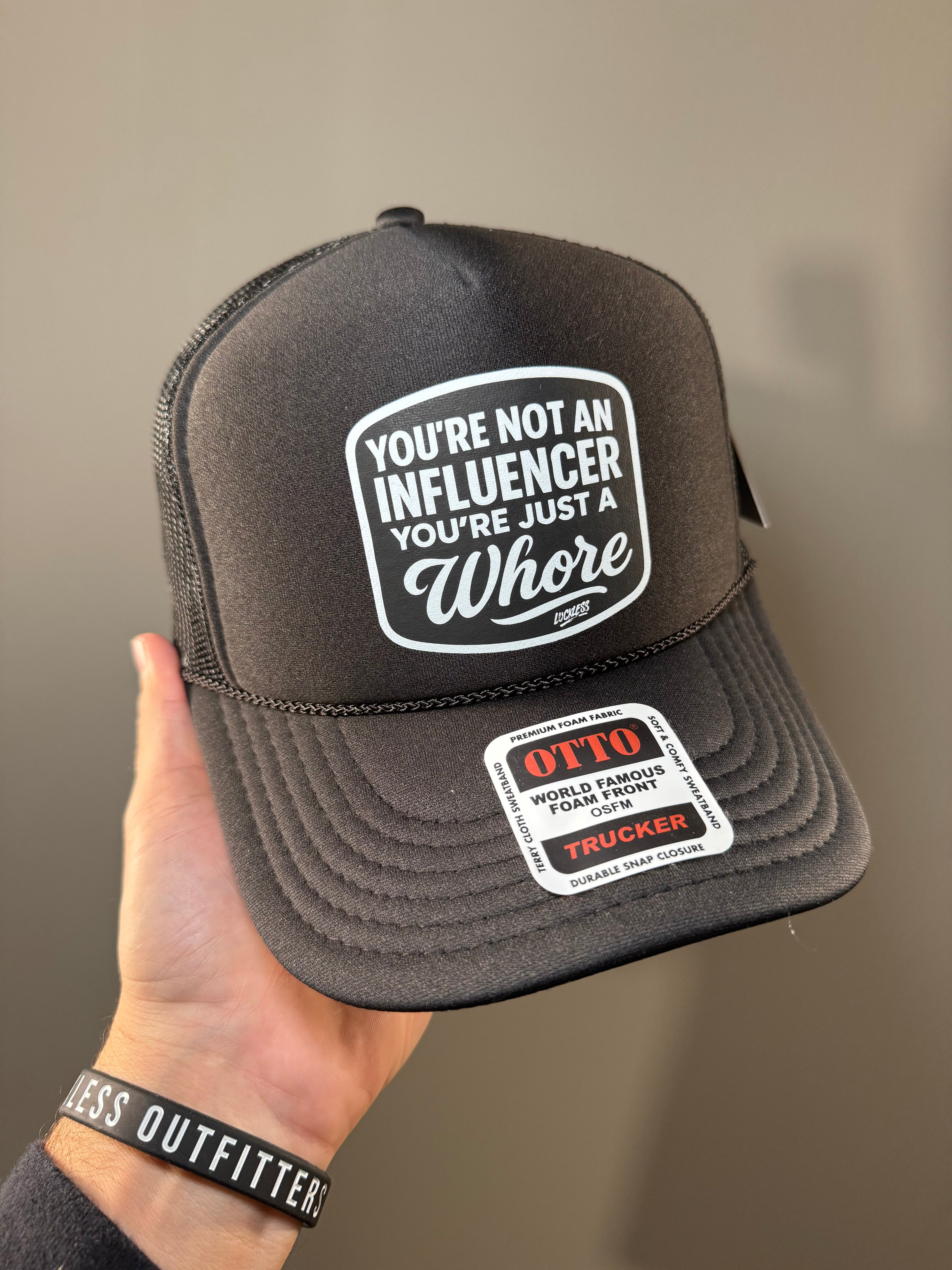 Luckless Outfitters Not an Influencer Trucker Hat — size reference