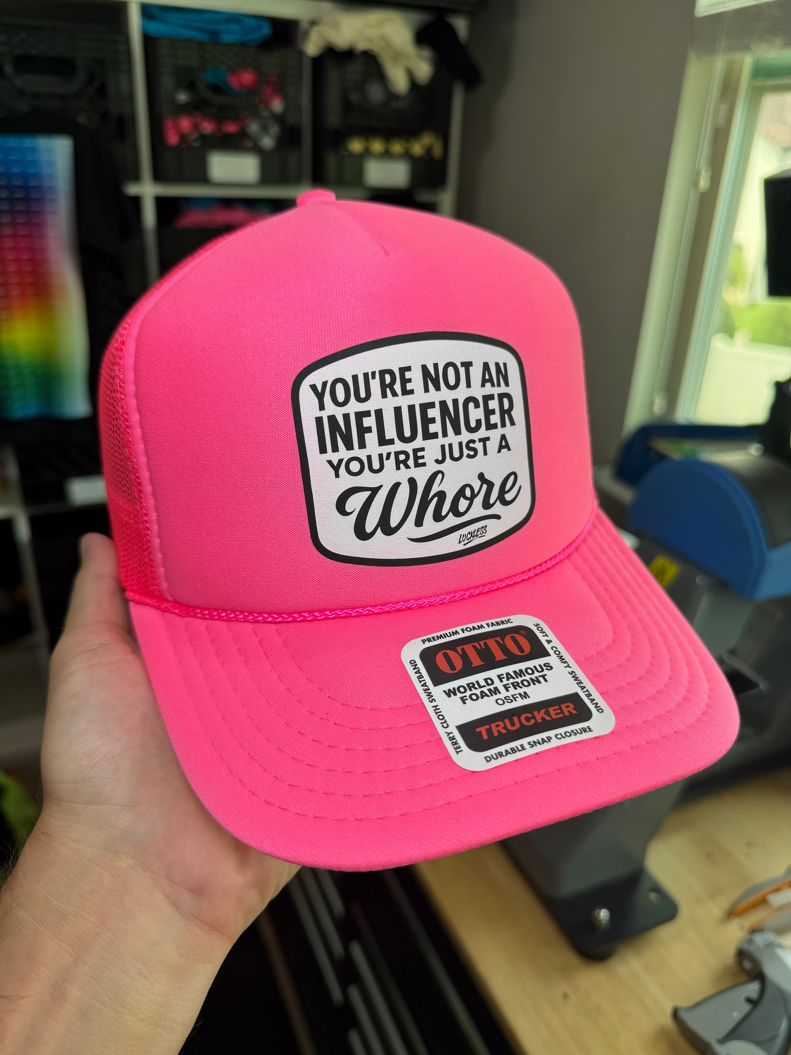 Luckless Outfitters Not an Influencer Trucker Hat — alternative angle