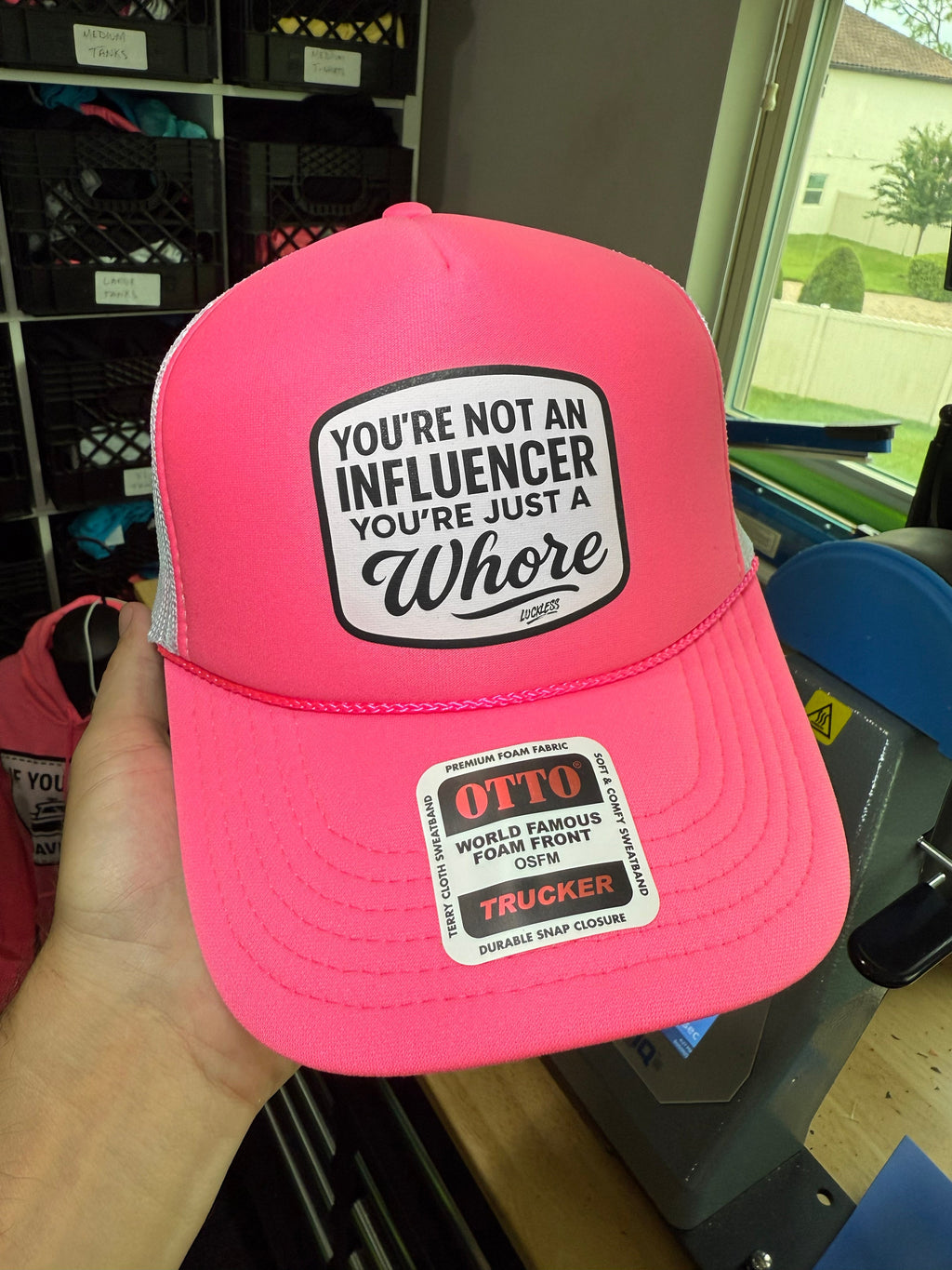 Luckless Outfitters Not an Influencer Trucker Hat — in-use photo