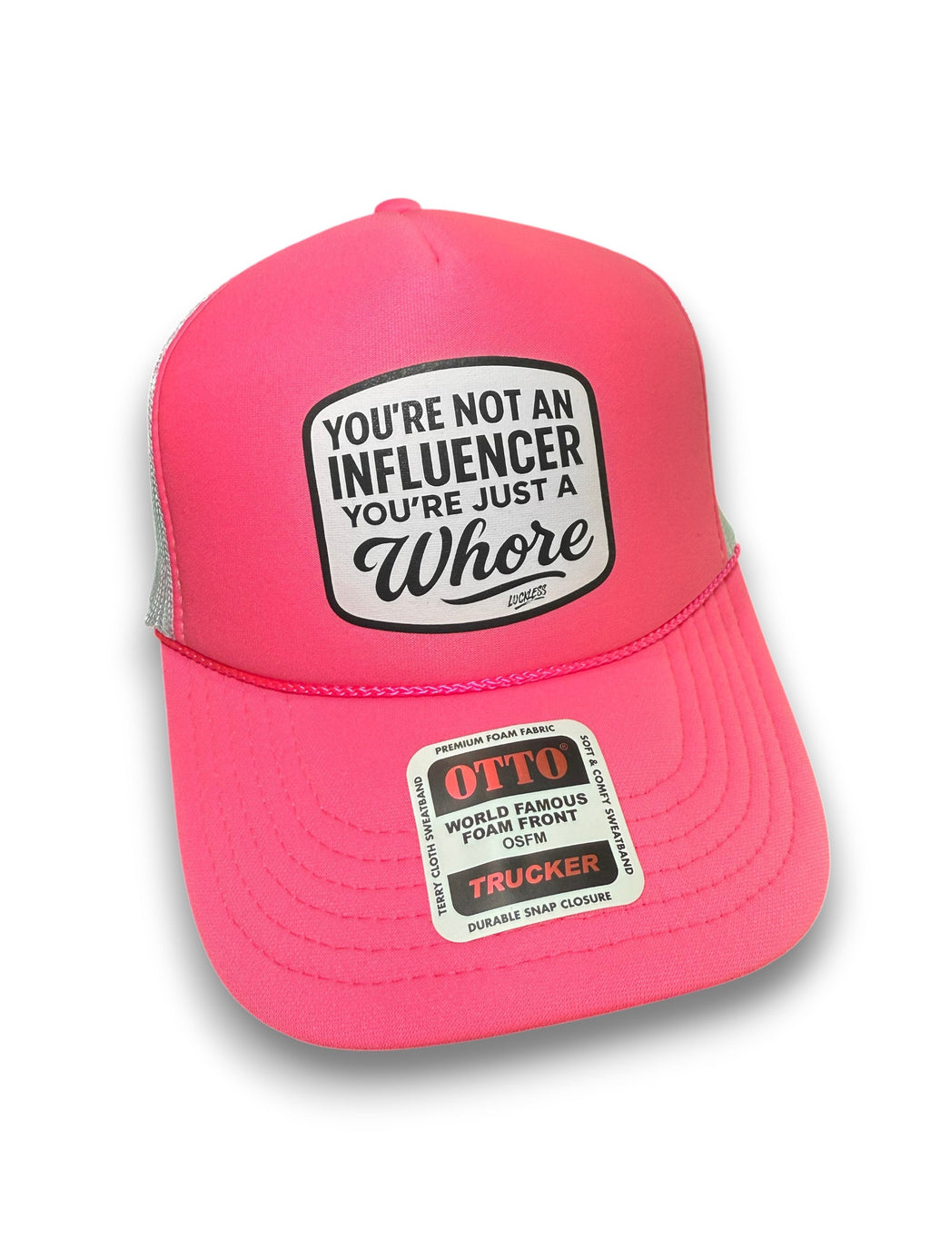 Luckless Outfitters Not an Influencer Trucker Hat — side view