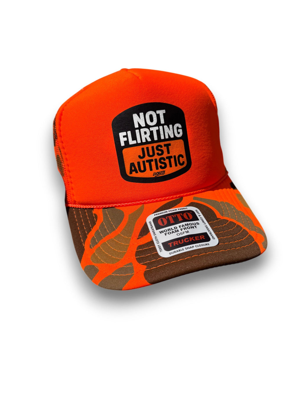 Luckless Outfitters Not Flirting Trucker Hat — main product shot