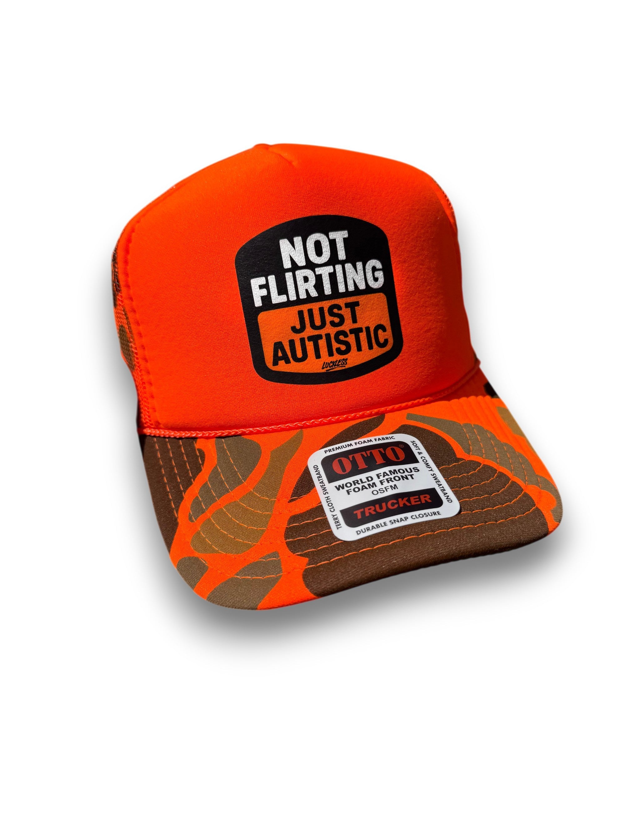 Luckless Outfitters Not Flirting Trucker Hat — main product shot