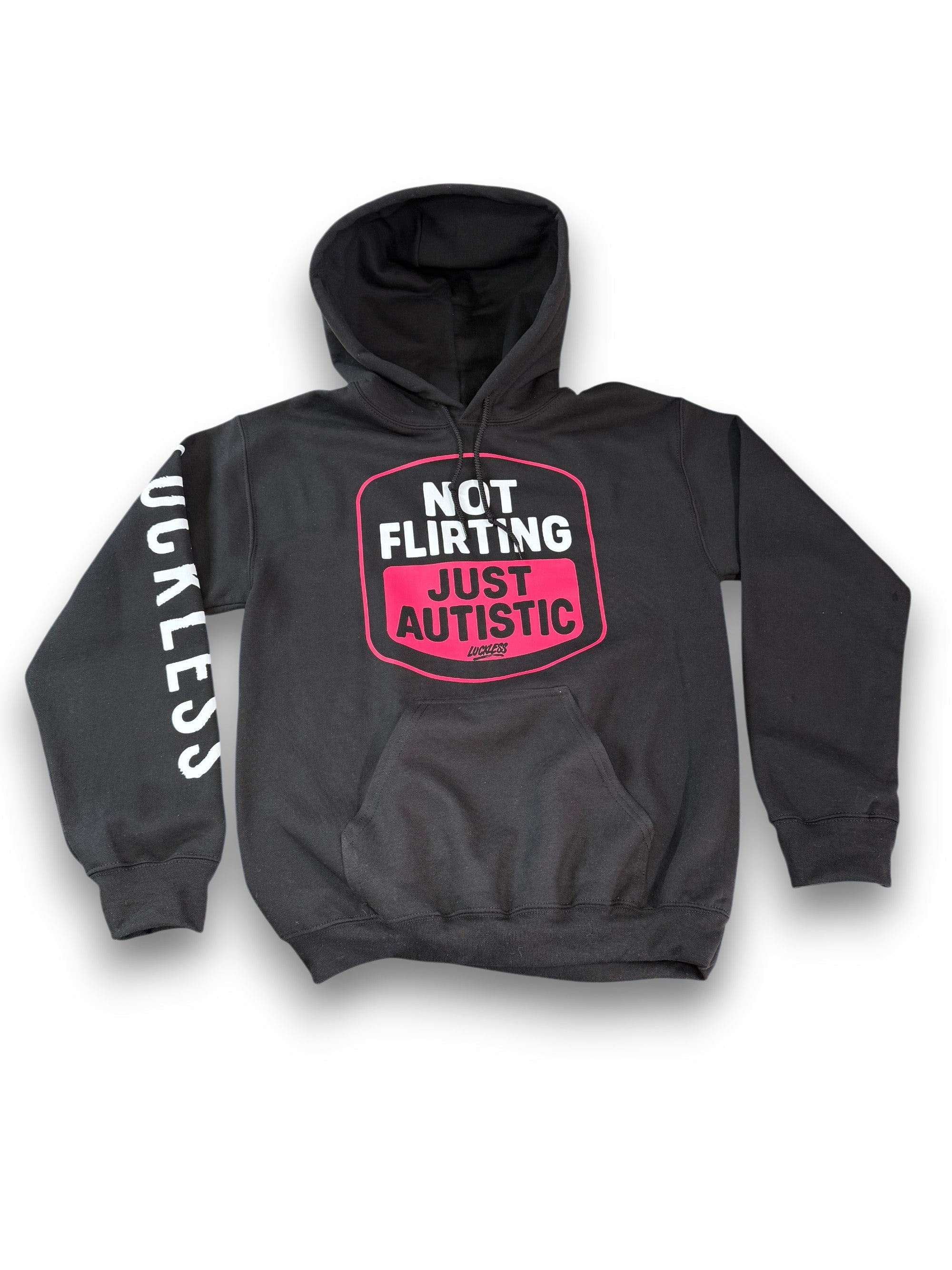 Luckless Outfitters Not Flirting Hoodie — detail close-up