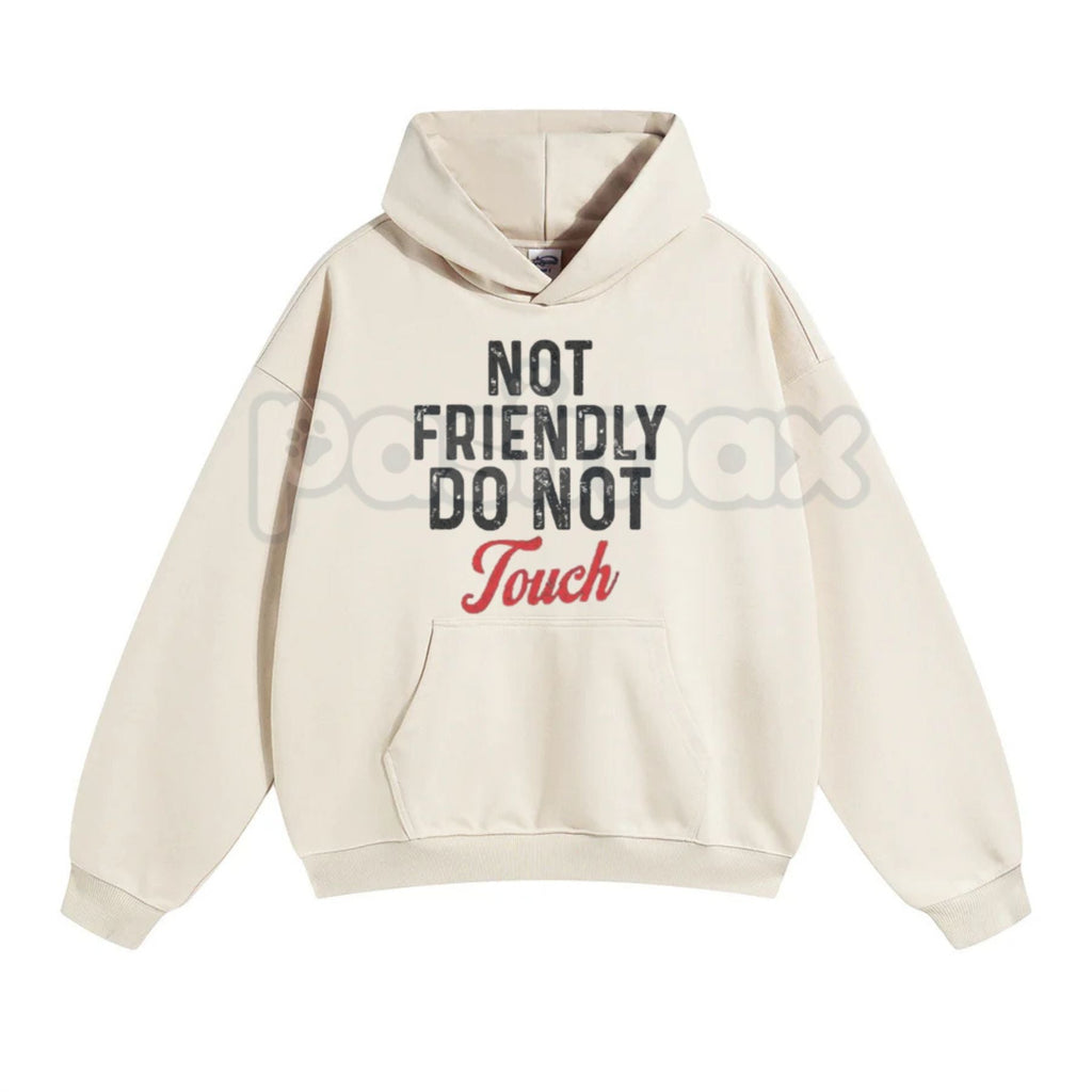 Pasimax "Not Friendly Do Not Touch" Humorous Black Hoodie – Sarcastic Introvert Pullover, Funny Antisocial Statement Gear, Un