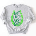 Pasimax Not Luck Just God Horseshoe St. Patrick's Day Sweatshirt | Faith Over Luck Christian Shirt | Religious St. Paddy’s Da