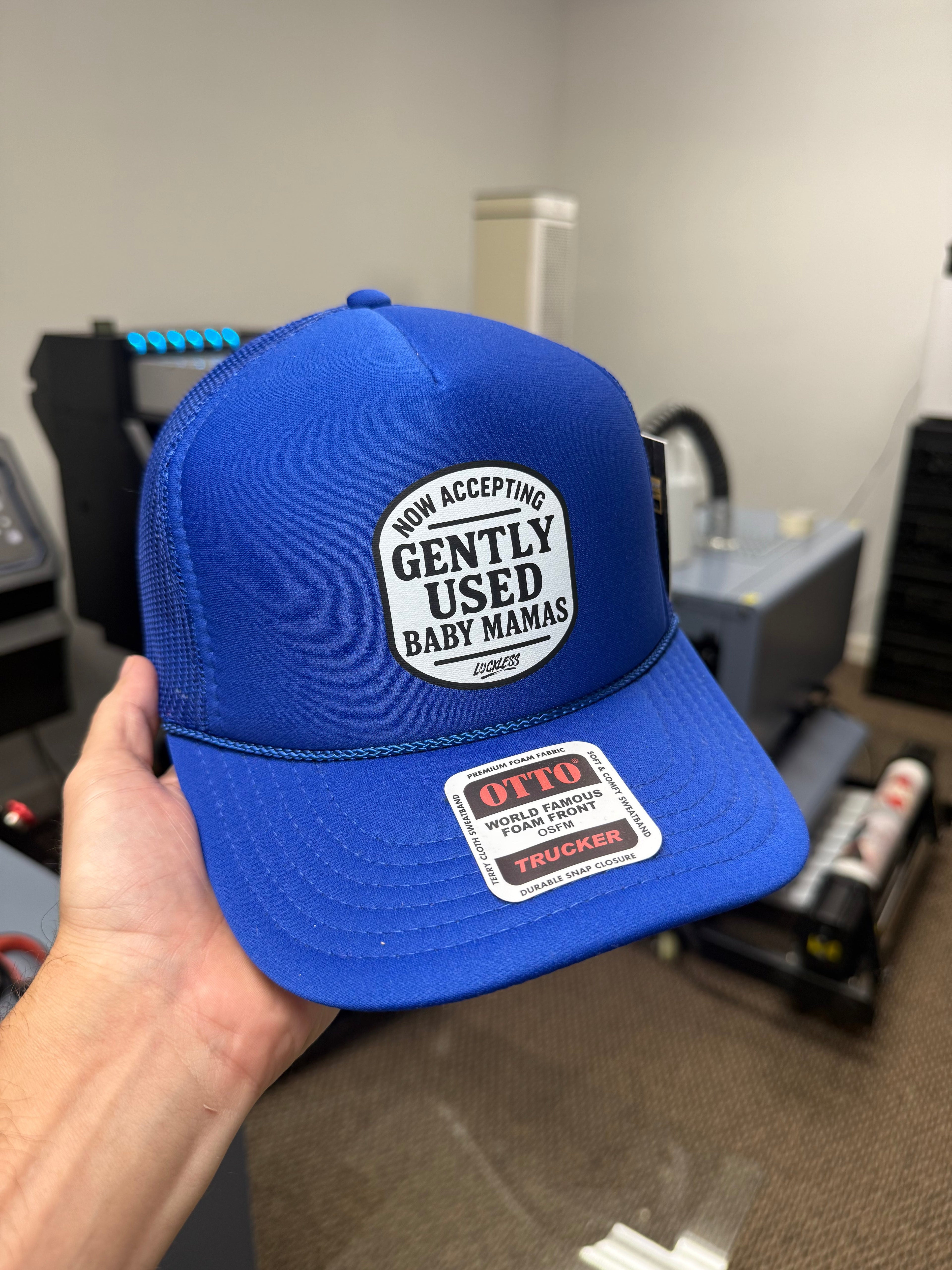 Luckless Outfitters Now Accepting Gently Used Baby Mamas Trucker Hat — size reference