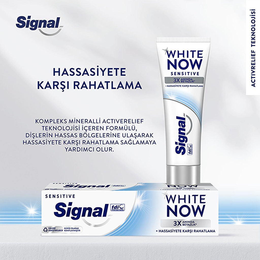Signal White Now Sensitive Toothpaste for Sensitive Teeth - Instant Whitening & Sensitivity Relief - 2.54 fl oz