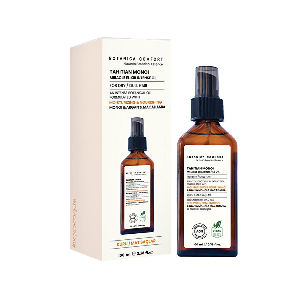 Botanica Comfort Tahitian Monoi Miracle: Intense Hydration Hair Care Oil for Dry, Damaged Hair - Argan & Macadamia - 3.38 fl oz