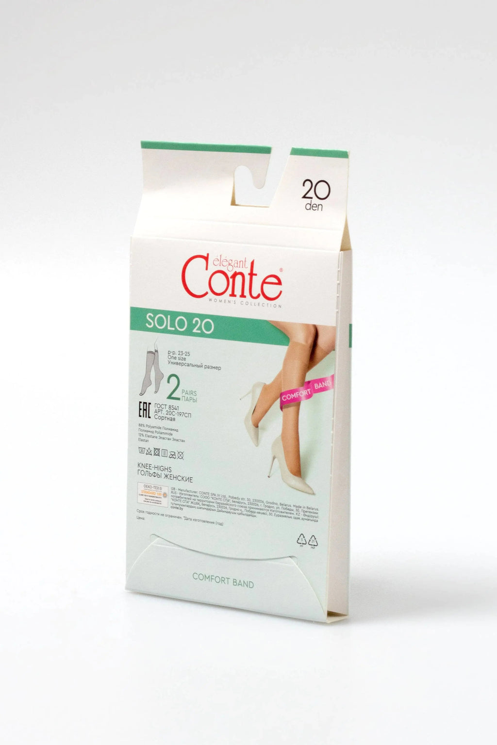 TheRanok.com Knee Highs Conte Solo 20 Den (2 pairs) — comparison shot