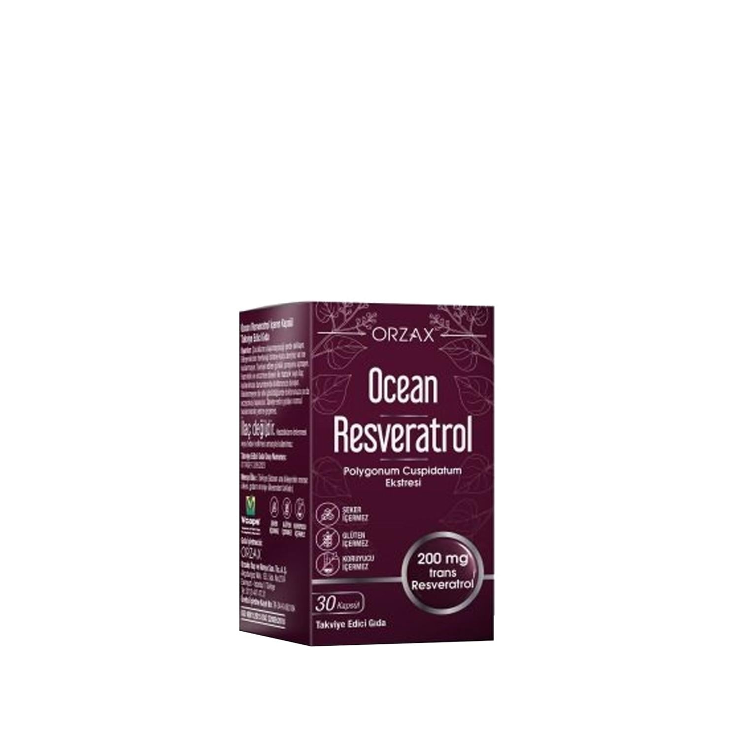 Orzax Resveratrol 200mg Dietary Supplement - Antioxidant Support for Health & Wellness, 30 Capsules