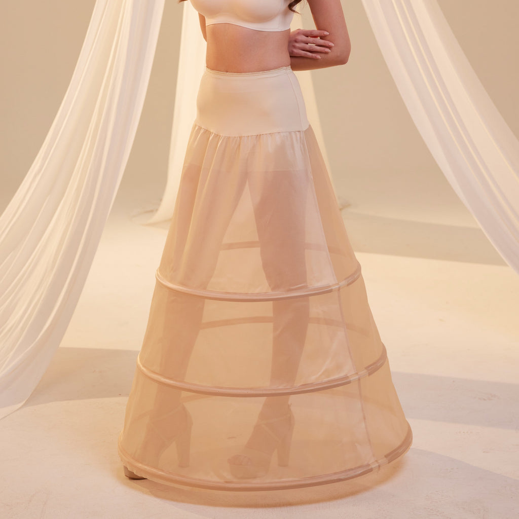 Nude A-Line Wedding Dress Petticoat , 3 Hoops & Waist Corsage – Bridal Port, view 11