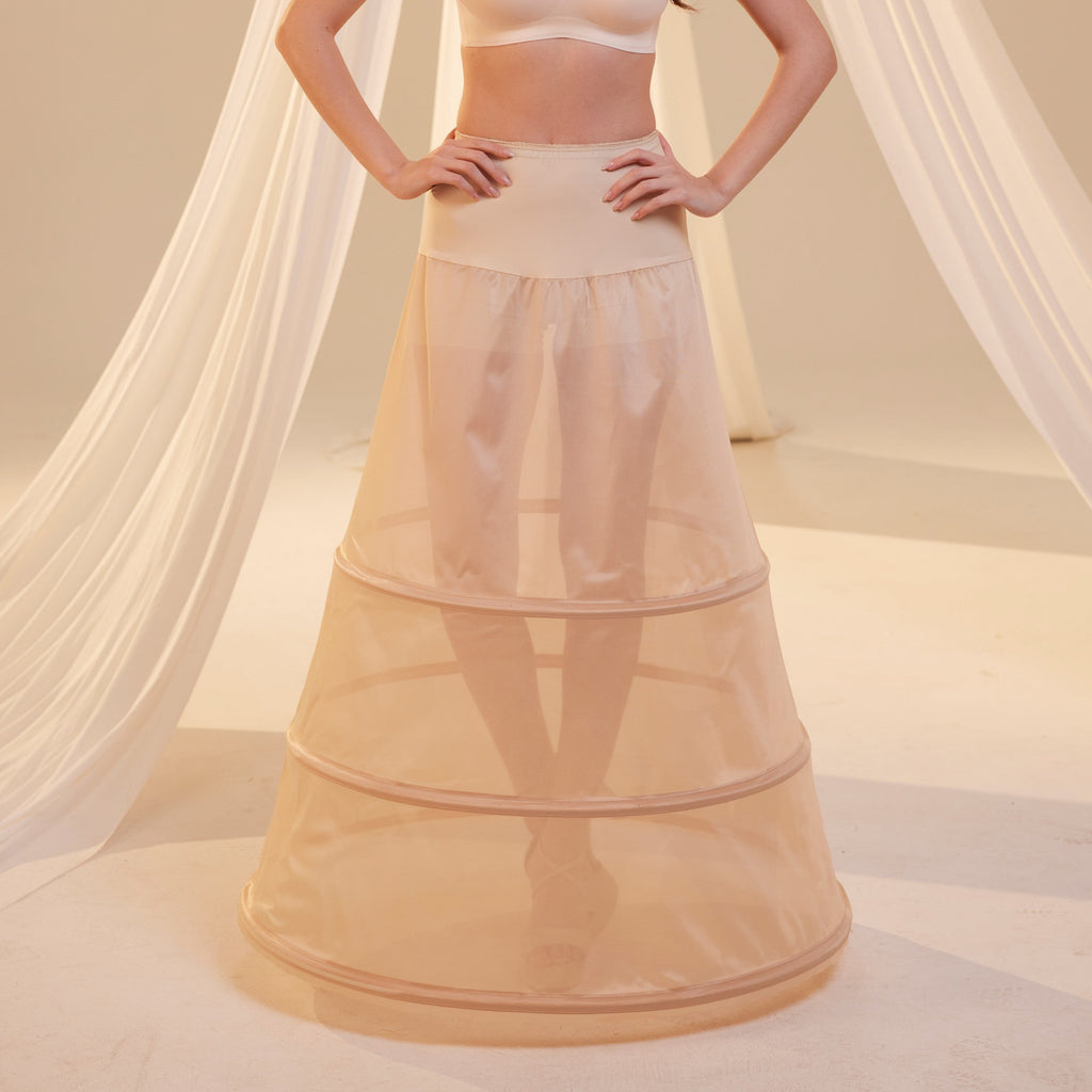 Nude A-Line Wedding Dress Petticoat , 3 Hoops & Waist Corsage – Bridal Port, view 2