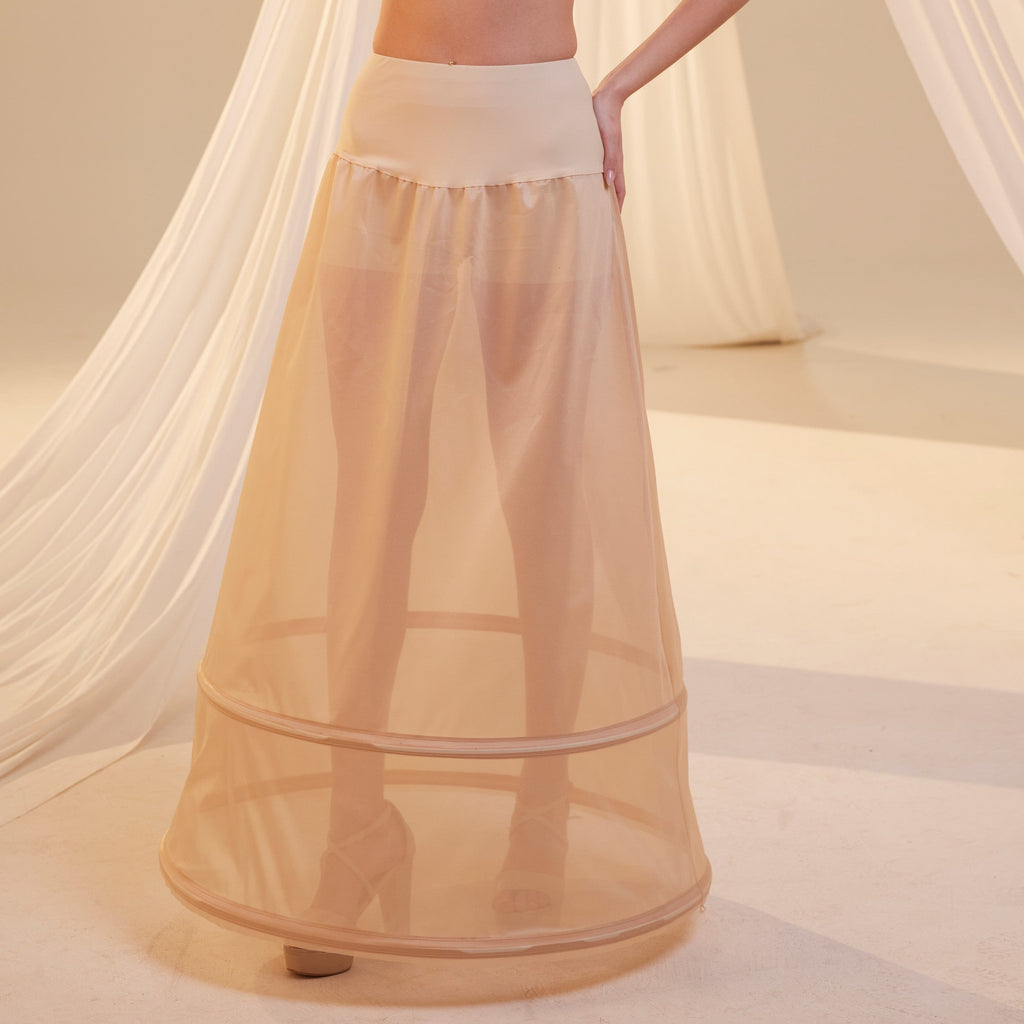 Nude A-Line Wedding Dress Petticoat , Two Hoops Underskirt with Waist Corsage – Bridal Port, view 5