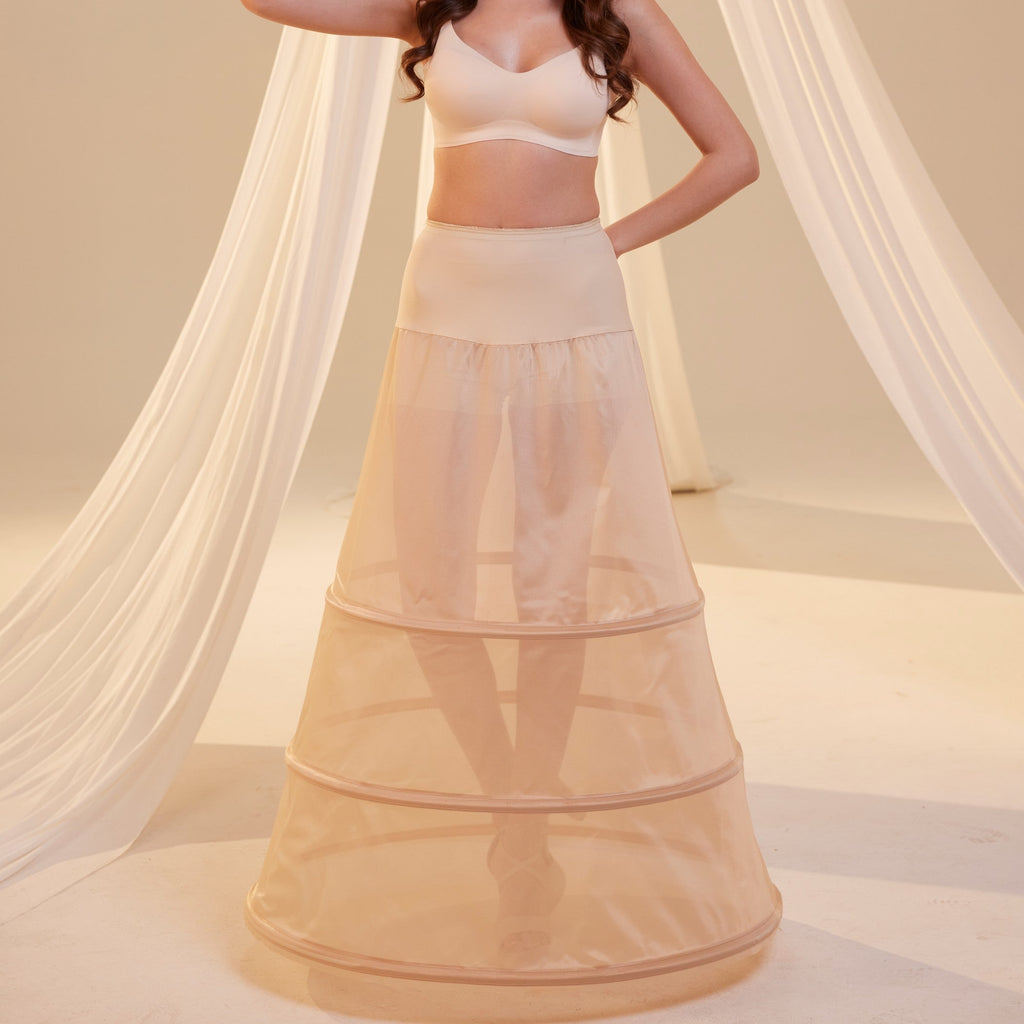Nude A-Line Wedding Dress Petticoat , 3 Hoops & Waist Corsage – Bridal Port, view 5