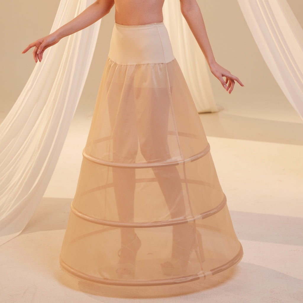 Nude A-Line Wedding Dress Petticoat , 3 Hoops & Waist Corsage – Bridal Port, view 7