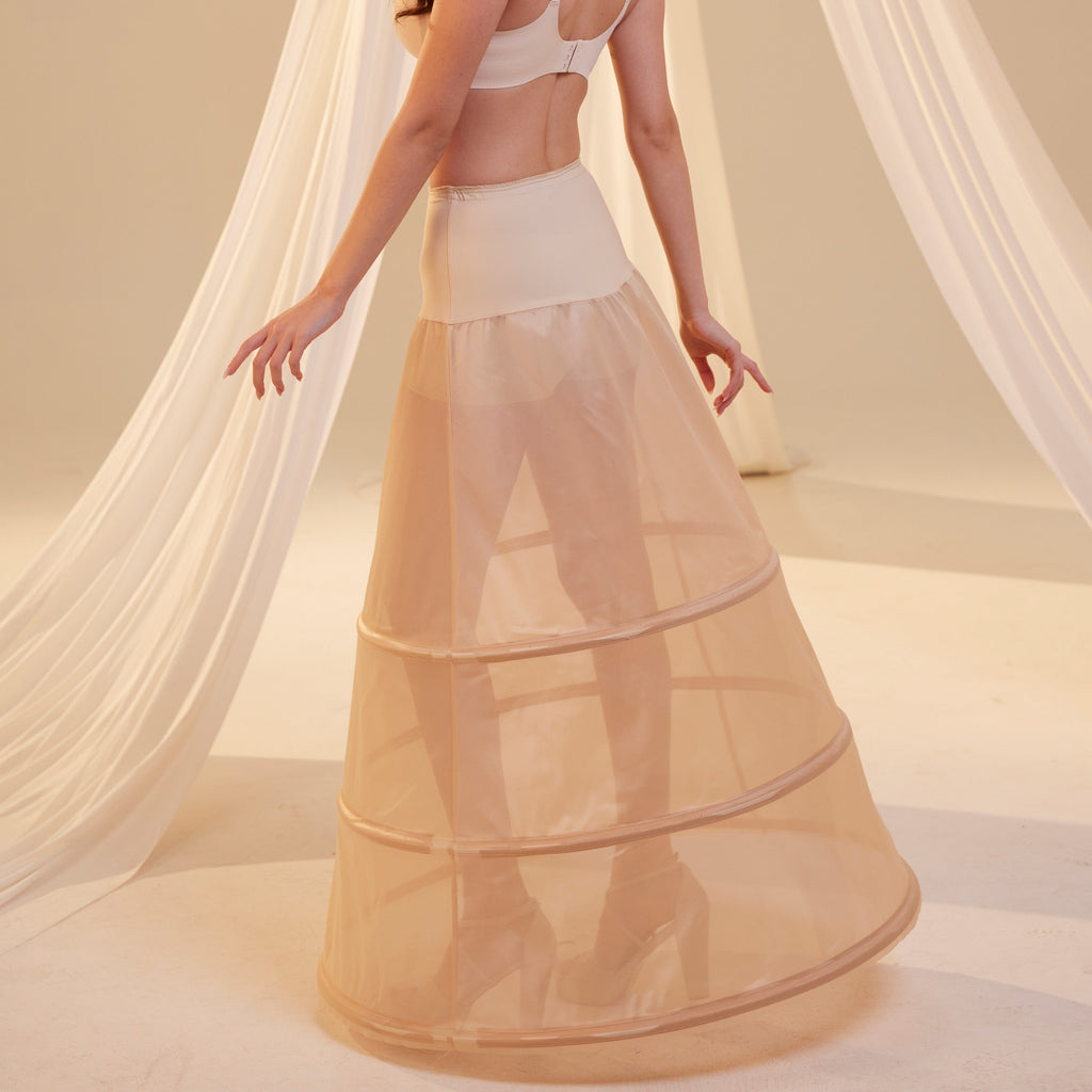 Nude A-Line Wedding Dress Petticoat , 3 Hoops & Waist Corsage – Bridal Port, view 8