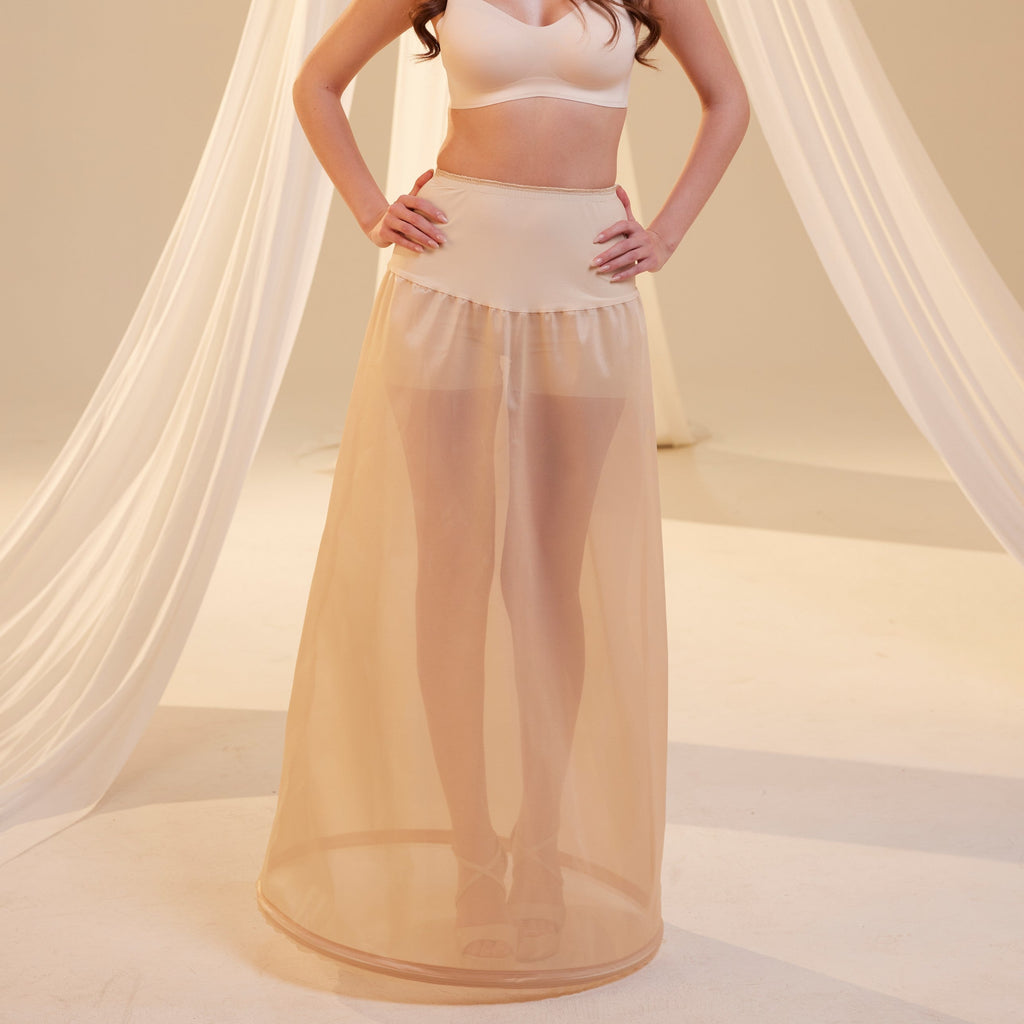 Nude A-Line Wedding Dress Petticoat , One Hoop Underskirt with Waist Corsage – Bridal Port, view 2