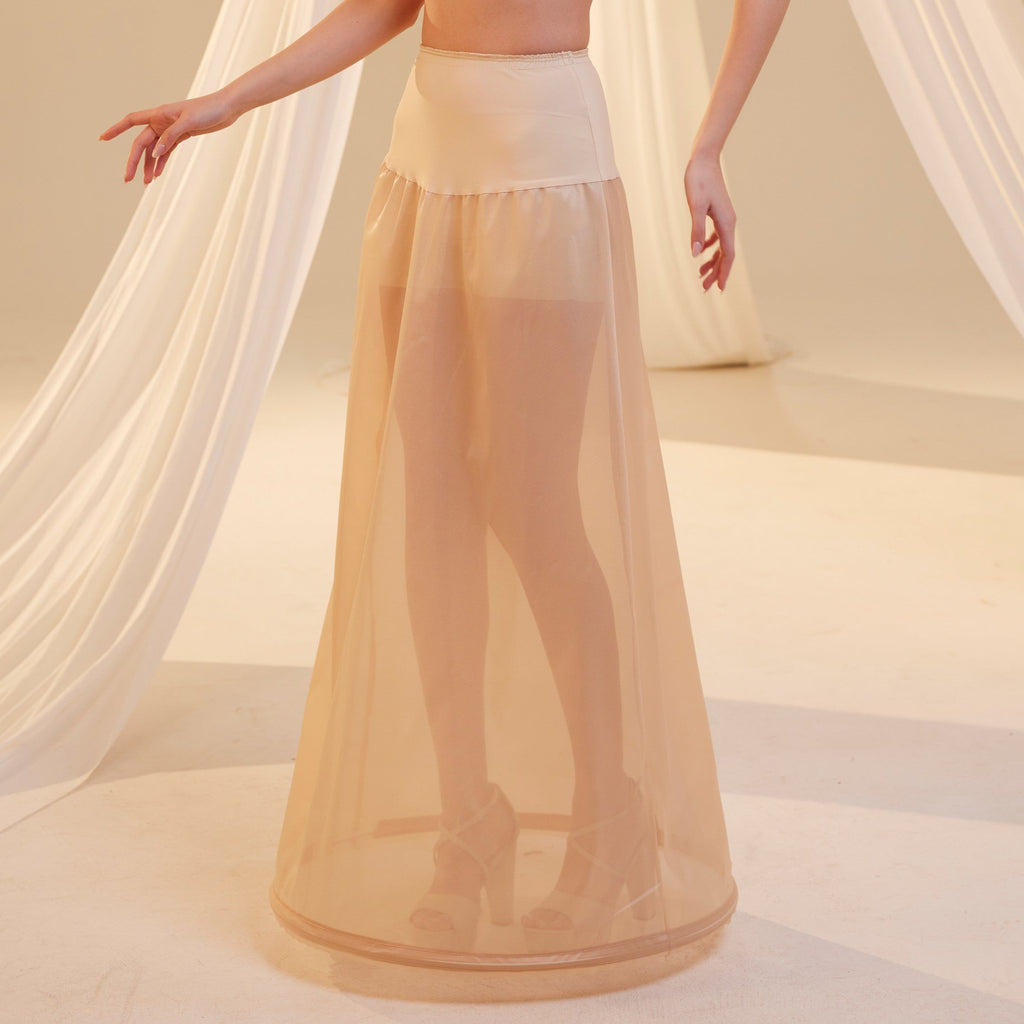 Nude A-Line Wedding Dress Petticoat , One Hoop Underskirt with Waist Corsage – Bridal Port, view 6