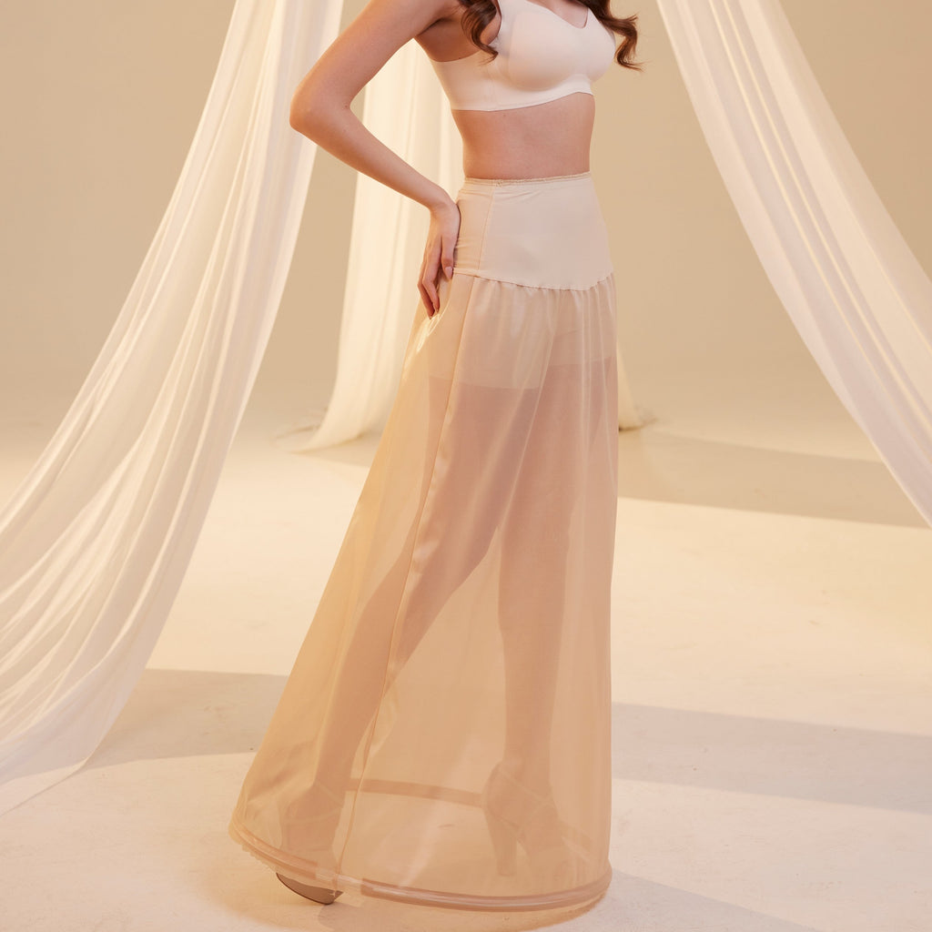 Nude A-Line Wedding Dress Petticoat , One Hoop Underskirt with Waist Corsage – Bridal Port, view 9