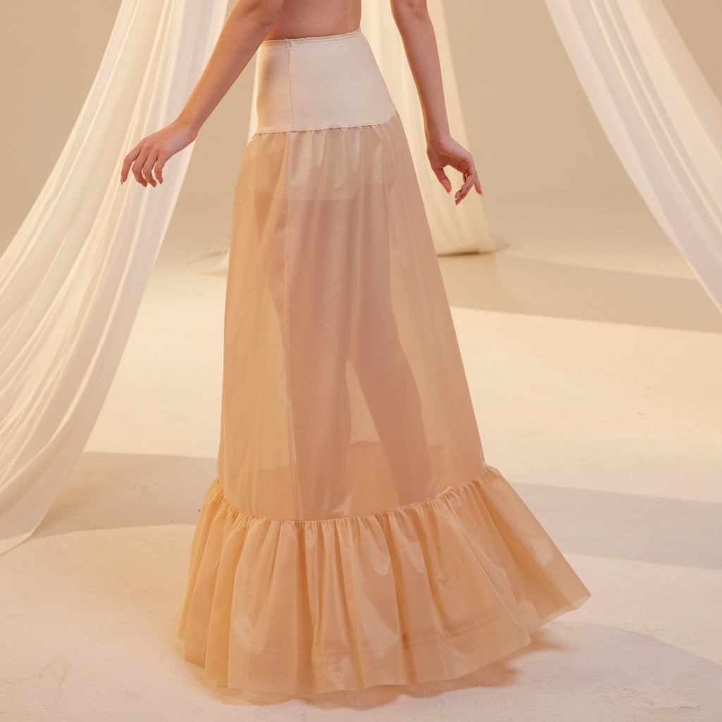 Nude Mermaid Petticoat Skirt with Waist Corsage , Bridal Crinoline Slip – Bridal Port, view 12
