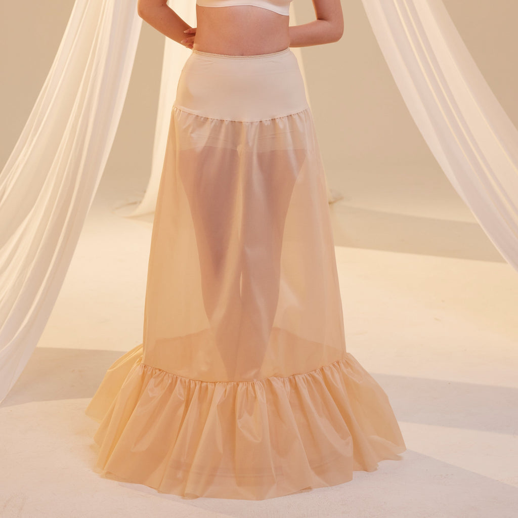 Nude Mermaid Petticoat Skirt with Waist Corsage , Bridal Crinoline Slip – Bridal Port, view 9