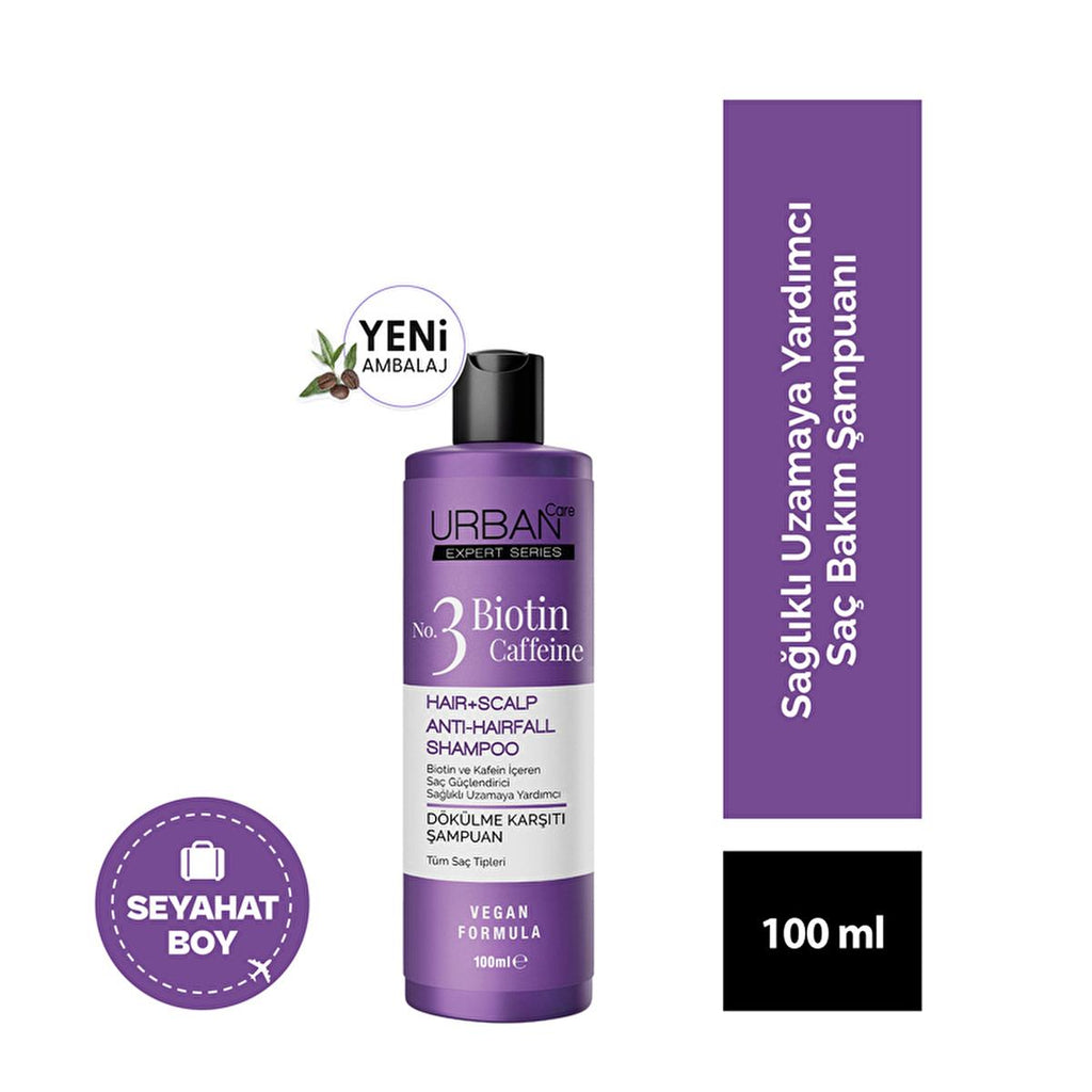Urban Care Expert Biotin & Caffeine Anti-Hair Loss Shampoo for Women and Men - 3.38 fl oz - Vegan, Cruelty-Free