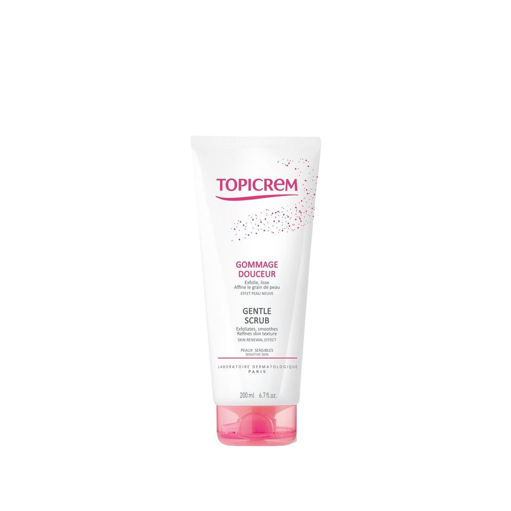Topicrem Gentle Exfoliating Scrub for All Skin Types - Soap-Free, Jojoba Beads, 200ml