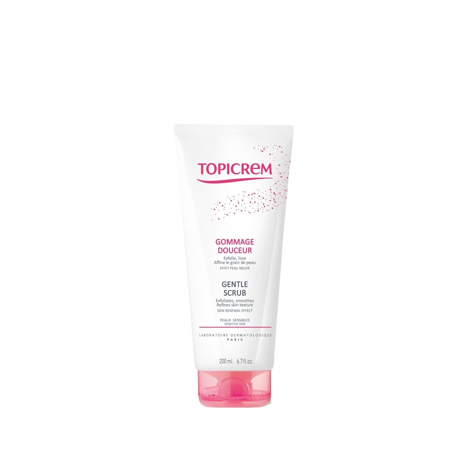 Topicrem Gentle Exfoliating Scrub for All Skin Types - Soap-Free, Jojoba Beads, 200ml