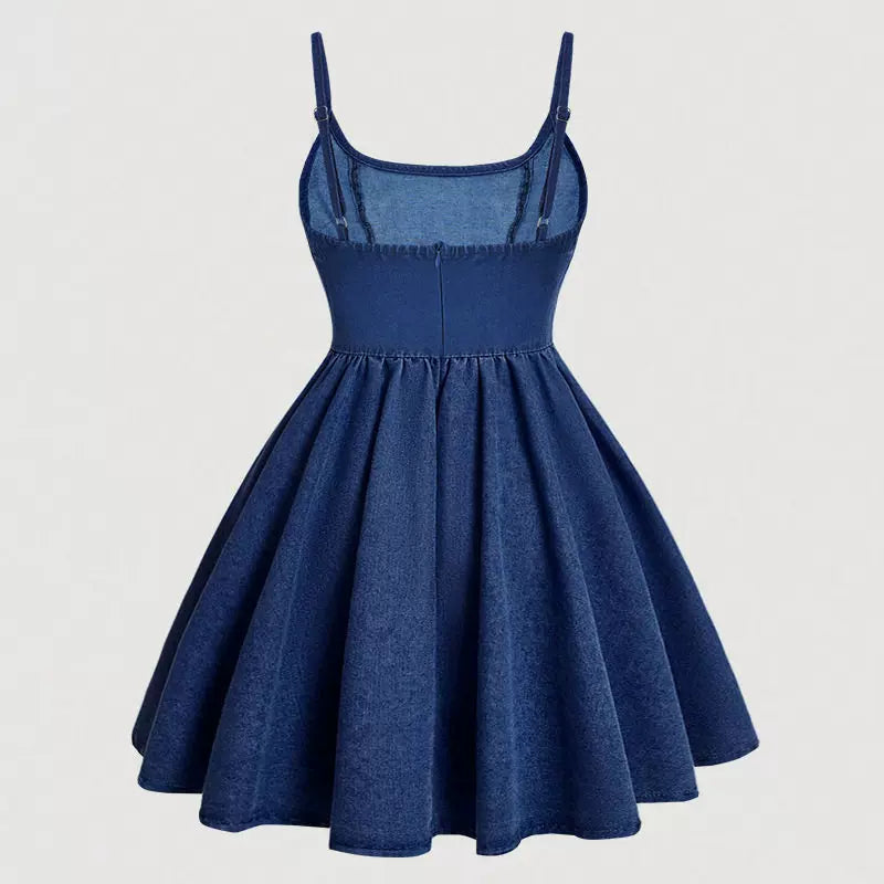 Women's Casual Denim Slip Dress Sweet Sleeveless Mini Dress