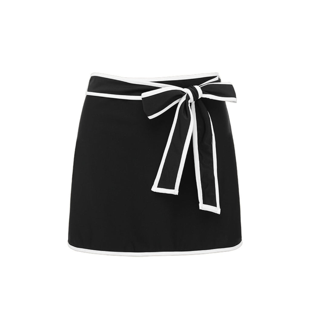 Bella Mia Swimsuit Black White Color Matching Sweet Girl Bow Swimsuit Women White Skirt — main product shot