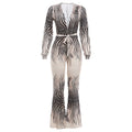 Bella Mia Sexy Deep V Plunge off-Shoulder Top High Waist Bootcut Pants Jumpsuit — alternate view