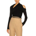 Bella Mia Irregular Asymmetric Design Sweater Autumn Winter Personalized Off The Shoulder Solid Color Slim Fit Short Women Sweater — lifestyle context