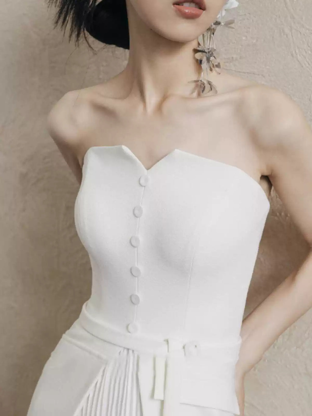 Wansha Fairy Strapless Lightweight Wedding Dress White