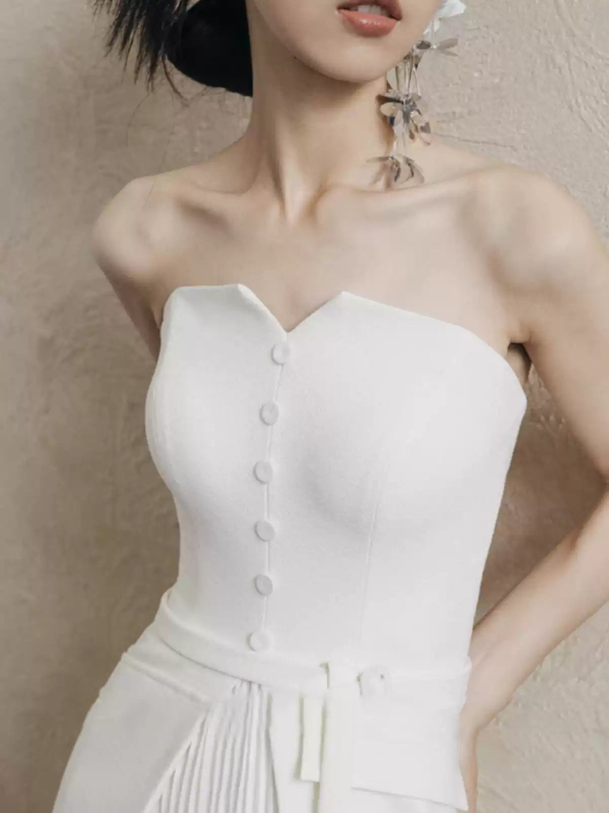 Wansha Fairy Strapless Lightweight Wedding Dress White
