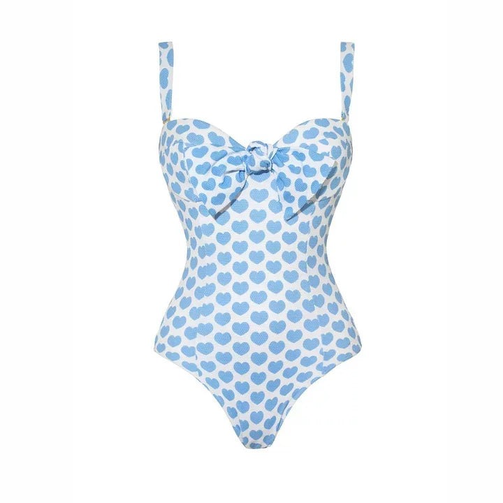 Polka Dot Print One-Piece Swimsuit Set for Women Vacation 2024