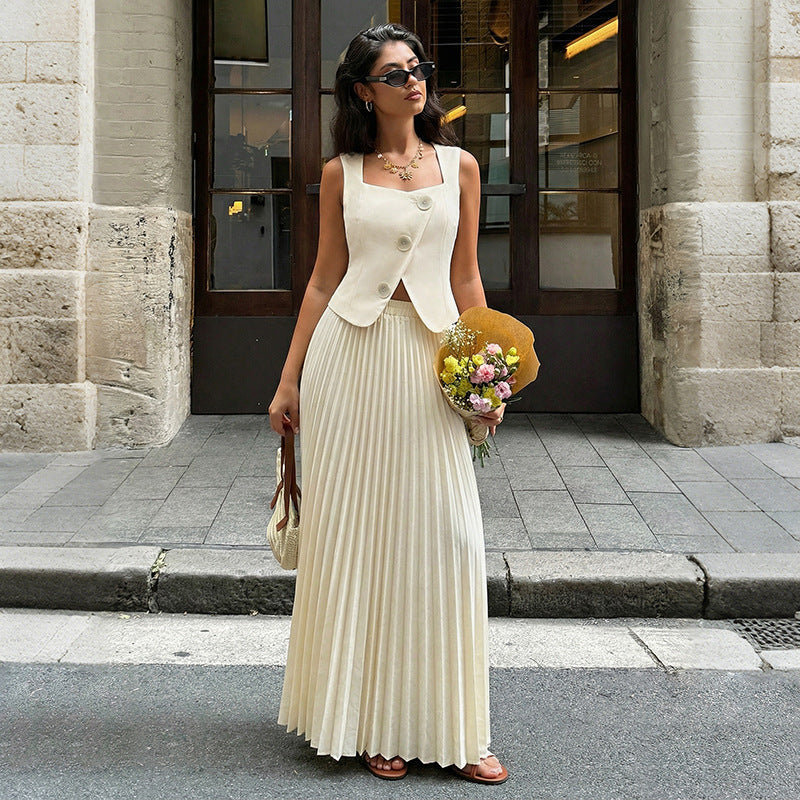 Bella Mia Summer Elegant Pleated Skirt Two Piece Sets Women — main product shot