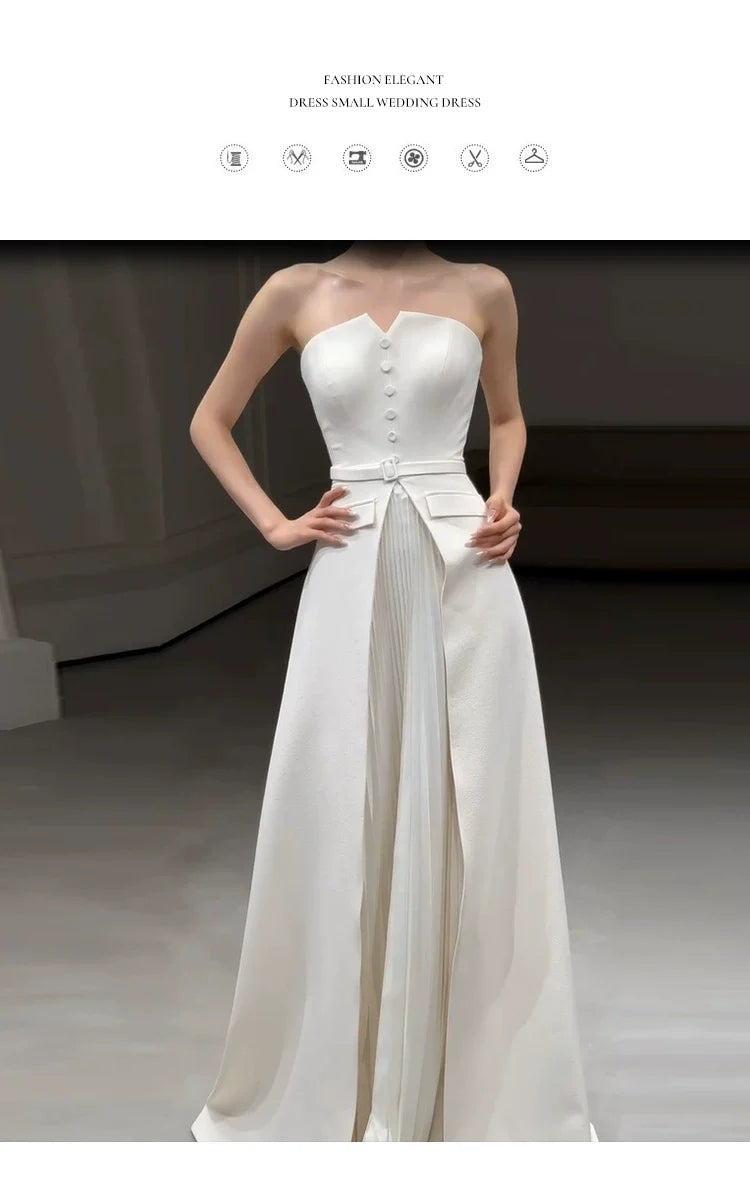 Wansha Fairy Strapless Lightweight Wedding Dress White
