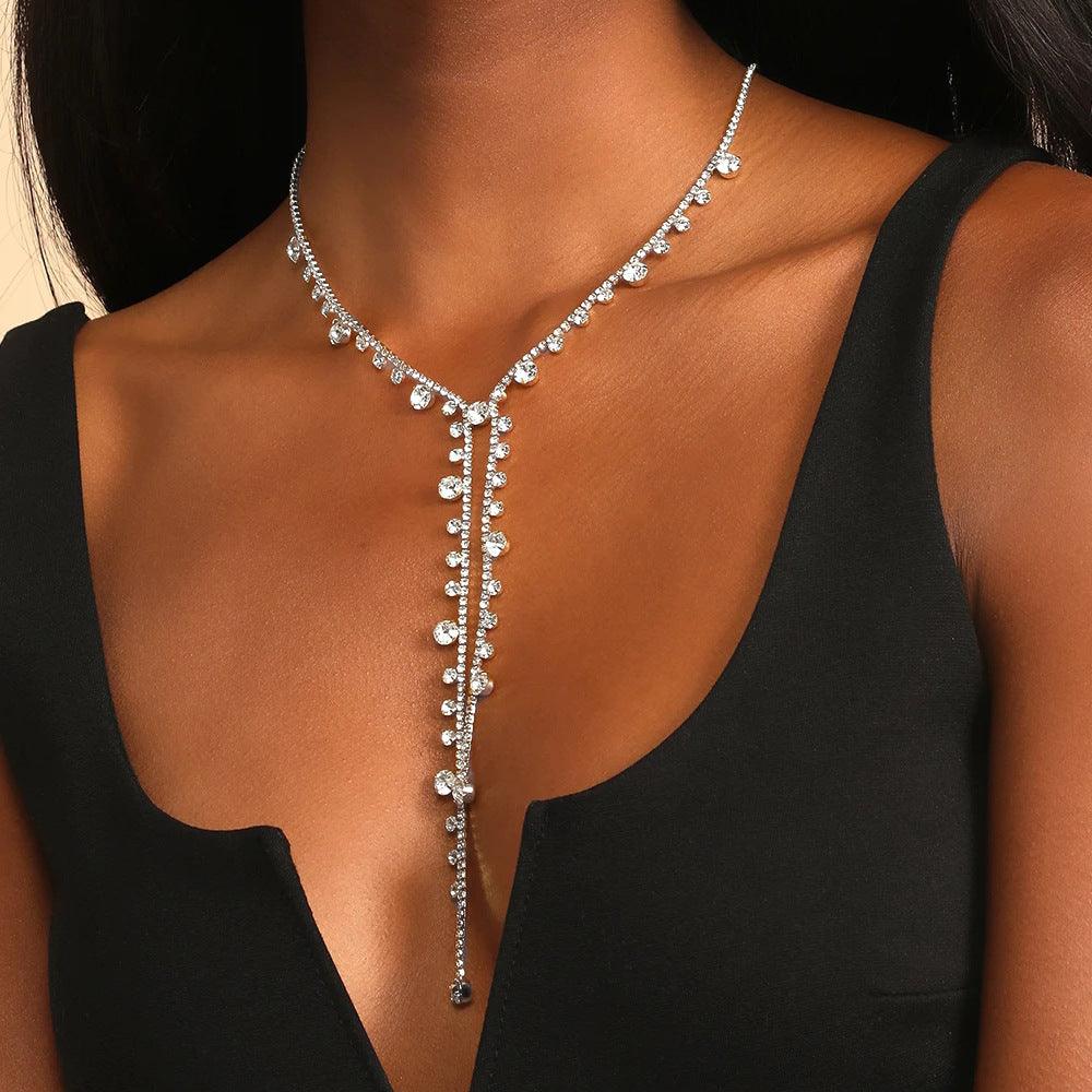 Mariam's Collection MAC088 Personalized Long Tassel Irregular Diamond Necklace — construction detail