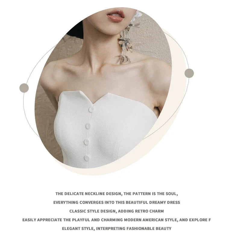 Wansha Fairy Strapless Lightweight Wedding Dress White