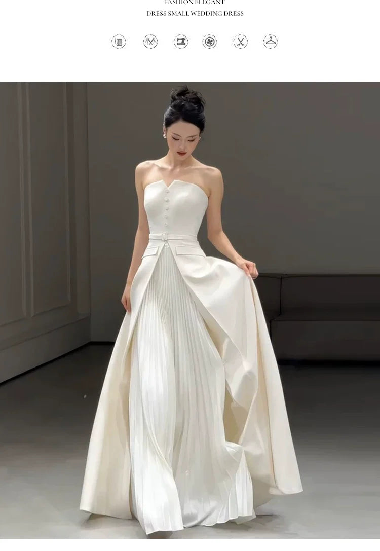 Wansha Fairy Strapless Lightweight Wedding Dress White