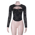 Bella Mia Sexy Lace Cutout Sexy Push up Tops Women Autumn Sexy Long Sleeve — alternate view