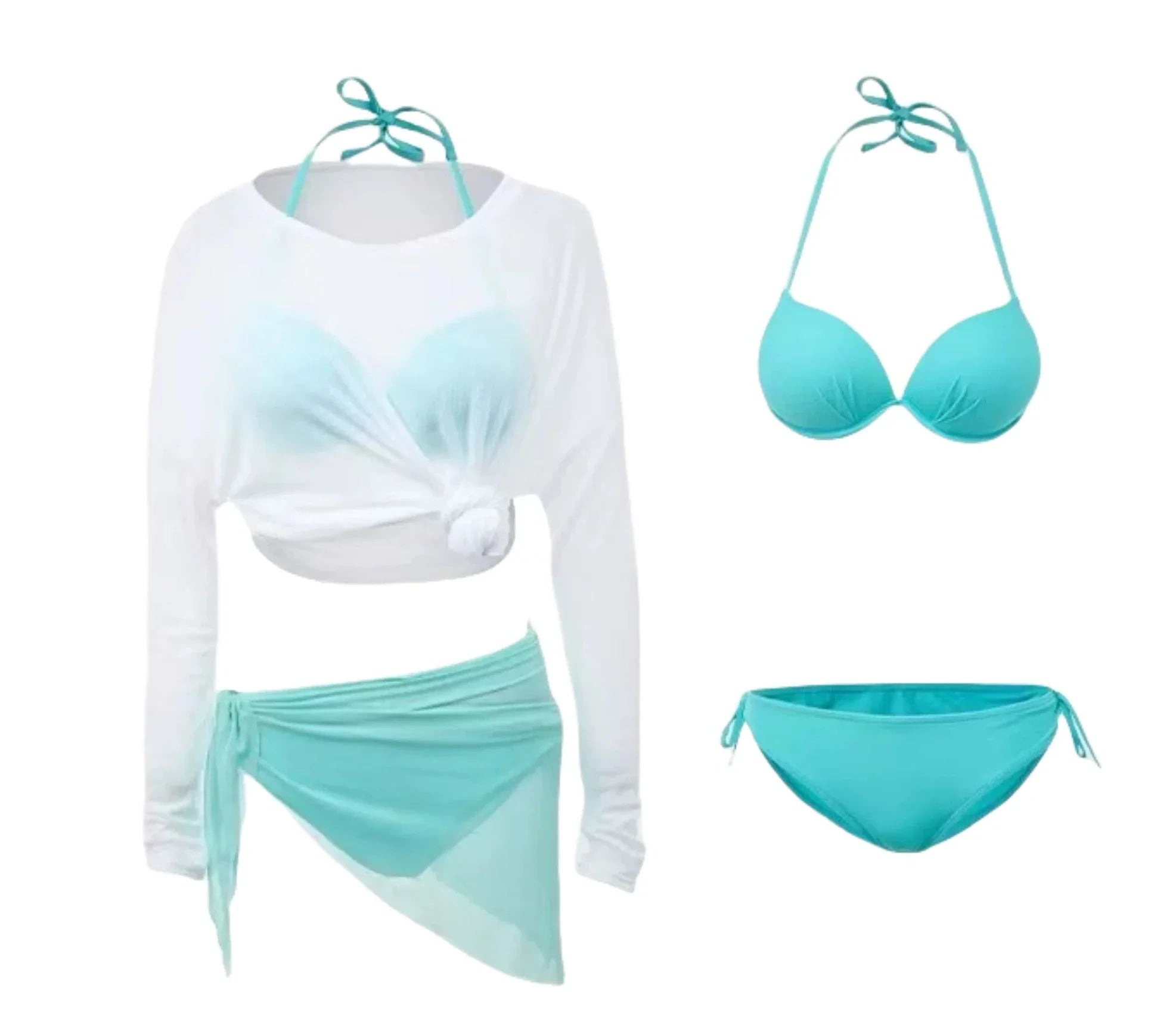 Minglang Tiffany Blue Triangle Bikini Set Sun Protection