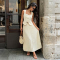 Bella Mia Summer Elegant Pleated Skirt Two Piece Sets Women — detail and construction