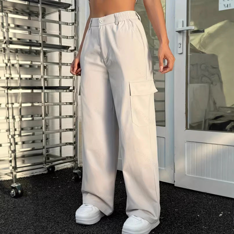 Bella Mia Multi Pocket Outdoor Overalls Casual Slimming High Waist Petite Women Summer Straight Leg Pants — main product shot